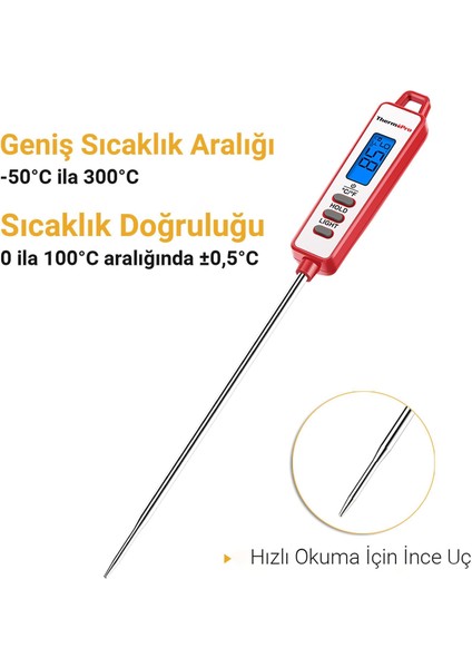 TP-01S LED Ekran Daldırma/saplama Gıda Pişirme Termometresi-Beyaz