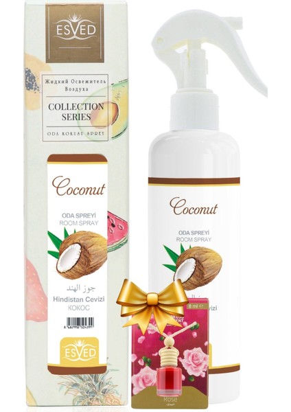 Hindistan Cevizi Kokusu Sprey 400ml Gül Kokusu Araba Kokusu 8ml
