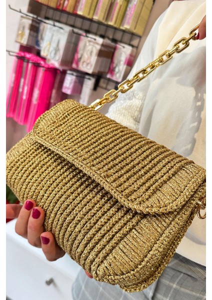 Kanvas Çanta Örgü Kiti 45X21CM - Simli Gümüş Polyester Makrome No.3 Tığ Plastik Kanvas Çanta Seti Simli Ip modelleri