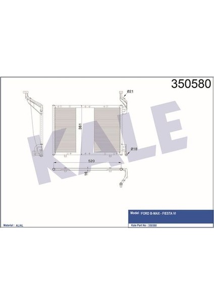 350580 Klima Radyatörü Ford B Ma 12 Fiesta Vı 1.6 Tdcı 10 mt Kurutucu Yok C1B119710BC