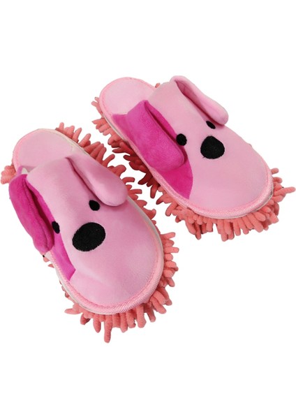 Karikatür Köpek Paspas Terlik Mikrofiber Temiz Toz Alma Ayrılabilir Mop Ayakkabı Ofis Ev Odası Pembe (Yurt Dışından)