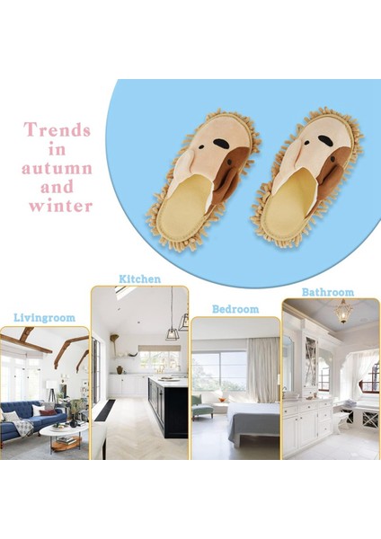 Karikatür Köpek Paspas Terlik Mikrofiber Temiz Toz Alma Ayrılabilir Mop Ayakkabı Ofis Ev Odası Pembe (Yurt Dışından) fiyatları