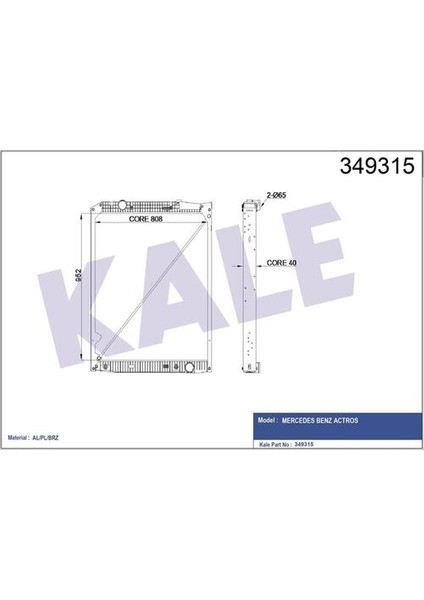 349315 Radyatör Motor Mercedes Benz Actros (Çerçeveli) (At) 9425003203