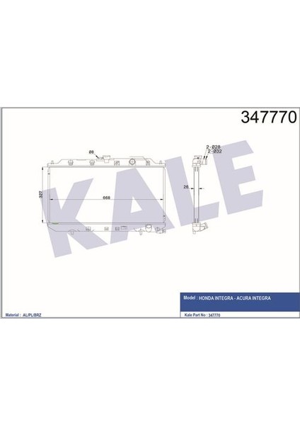 347770 Radyatör Al Pl Brz Integra-Acura Integra mt 19010PG6003