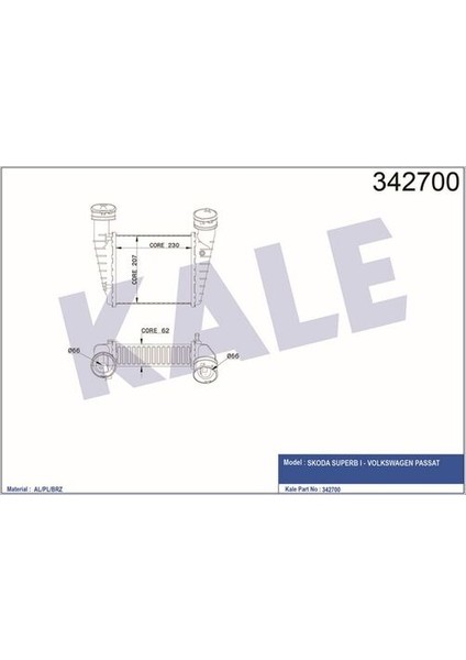 342700 Turbo Radyatör Intercooler Avb Awavf Bsv Passat 97-05 Superb 02-07 3B0145805D