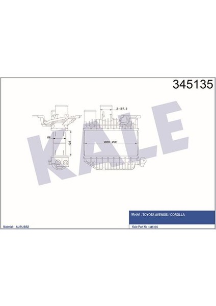 345135 Intercooler Radyatör Avensis 2.0 D4D 1999 2008 Corolla 2.0 D4D 2002 2006 179400G010