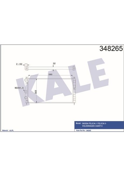 348265 Radyatör Al Mknk Felicia I-Felicia Iı-Volkswagen Caddy Iı mt 6U0121253A