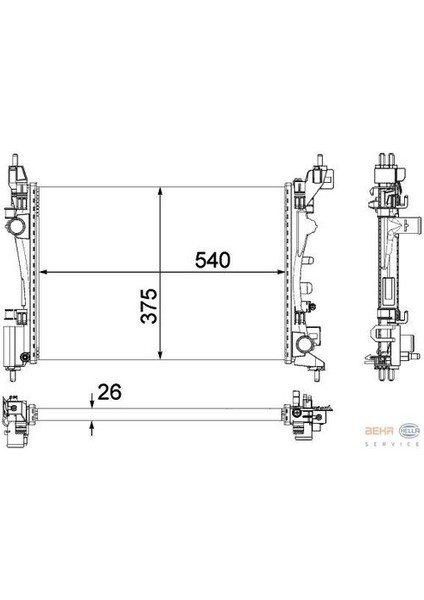 -Knecht-Behr CR1182000P Radyatör Corsa D 1.2-1.2 Lpg-1.4-1.4 Lpg 10 540X375X26 1300312