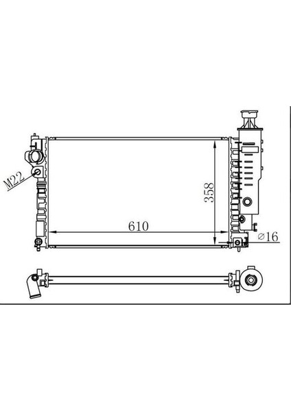 BPE013022 Radyatör Brazing mt 610X358X22 405 1.6 92 63527 1301G8