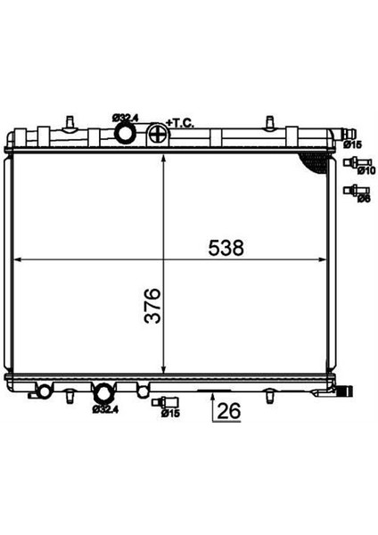 BPE047022 Motor Radyatörü (380X538X26) P307 1.6 16V 00-01 Otomatik 1330.85