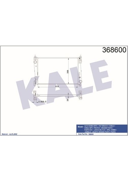 368600 Motor Su Radyatör Punto Bravo 1.3jtd 1.7cdtı Doblo Iıı 1.6d 2.0d Multijet Corsa D A13DTC Z13DTE A13DTE 51896964