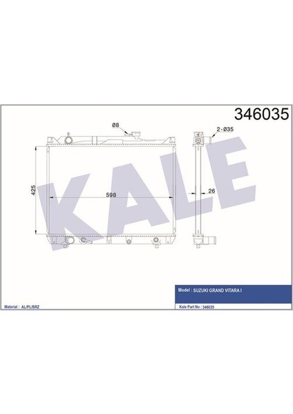 346035 Radyatör Al Pl Brz Grand Vitara I 1770052D10