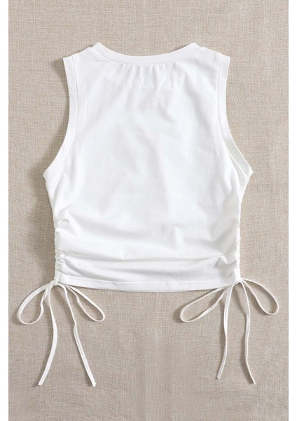 Yanları Büzgülü Kolsuz Bluz Crop Top Atlet fiyatları