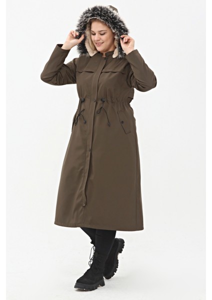 Kadın Bondit Kumaş Kapüşonlu Içi Kürklü Kışlık Mont fiyatları