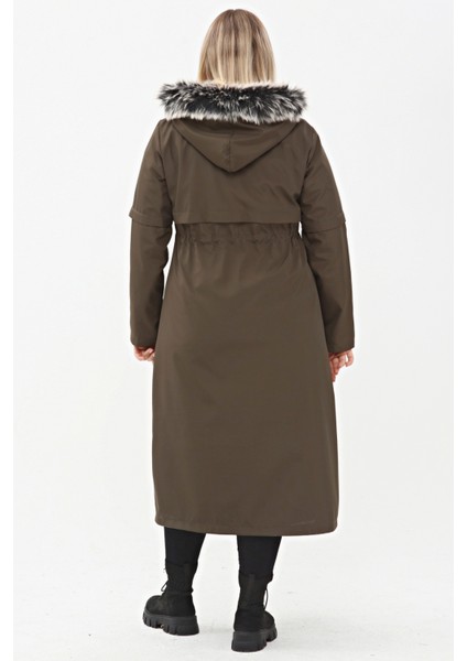 Kadın Bondit Kumaş Kapüşonlu Içi Kürklü Kışlık Mont fırsatları