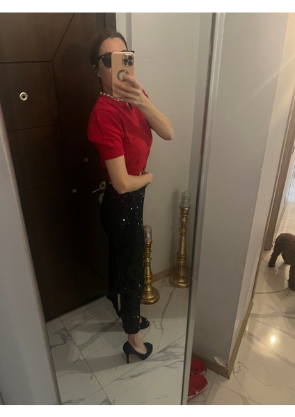 Miyu Siyah Pul Payet Etek