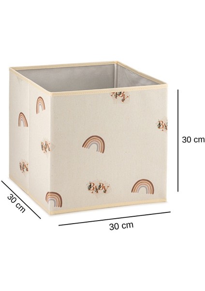 Baby Gökkuşağı Baskılı Kapaksız Dolap Içi Çok Amaçlı Oyuncak Düzenleyici Saklama Kutusu 30 x 30 x 30