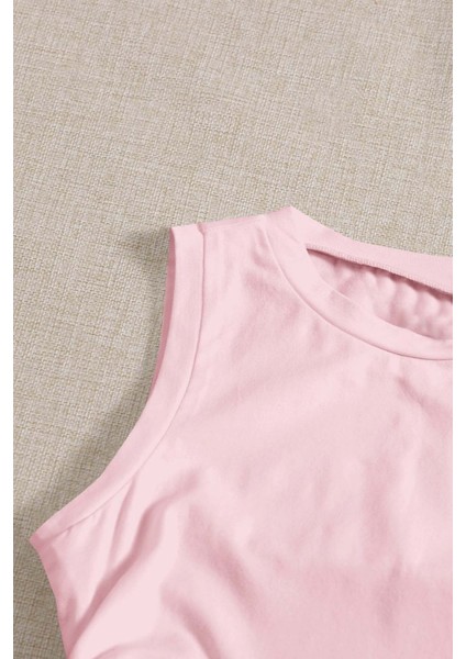 Yanları Büzgülü Kolsuz Bluz Crop Top Atlet