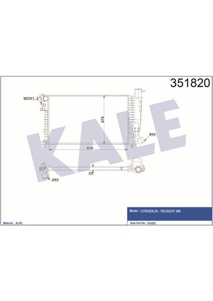 351820 Motor Radyatör P306 93 97 1.8 Ie 1301.K5