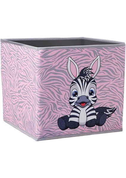 Zebra Baskılı Pudra Pembe Renk Kapaksız Kutu 30 x 30 x 30 cm modelleri