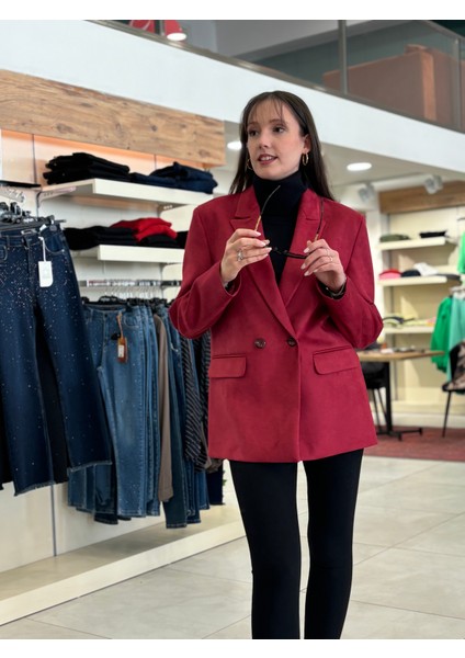 Kadın Scuba Süet Tek Düğmeli Bleazer Ceket fırsatları