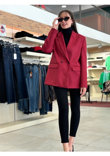 Kadın Scuba Süet Tek Düğmeli Bleazer Ceket indirimleri