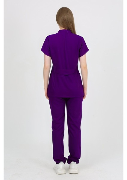Freesia Hakim Yaka Mor Unisex Uniforma (Likralı) S - Takım - Hayır Isim Yazılmasın
