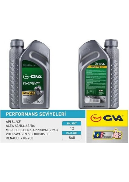 9920320 Motor Yağı 10W40 1 Lt Platinum Yarı Sentetık Apı Sl Cf