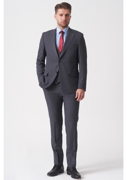 Fortaleza TY2487 Slim Fit Yelekli Likralı 6 Drop Takım Elbise Desenli modelleri