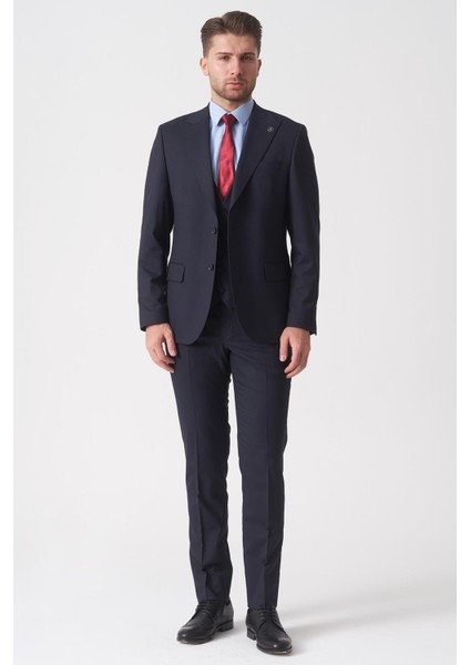 Rio De Janeiro TY2485 Slim Fit Yelekli Likralı 6 Drop Takım Elbise Desenli