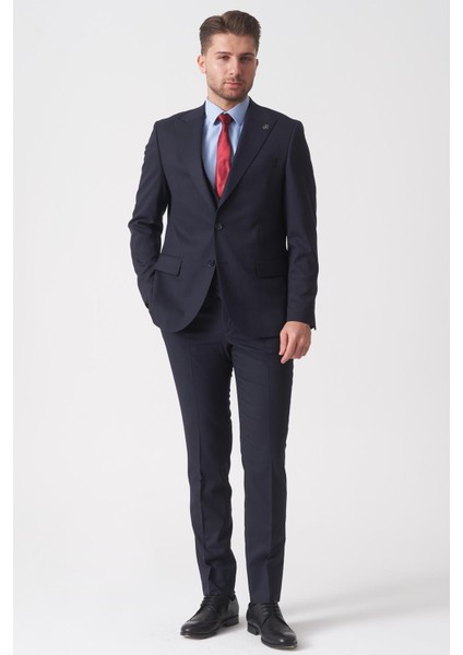 Rio De Janeiro TY2485 Slim Fit Yelekli Likralı 6 Drop Takım Elbise Desenli