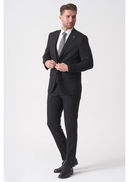 São Paulo TY2484 Slim Fit Likralı Yelekli 6 Drop Takım Elbise Desenli