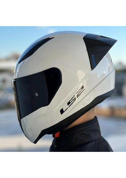 Rapid 2 Race Full Face Motosiklet Kaskı Yarış Spoiler + Şeffaf + Siyah Vizörlü