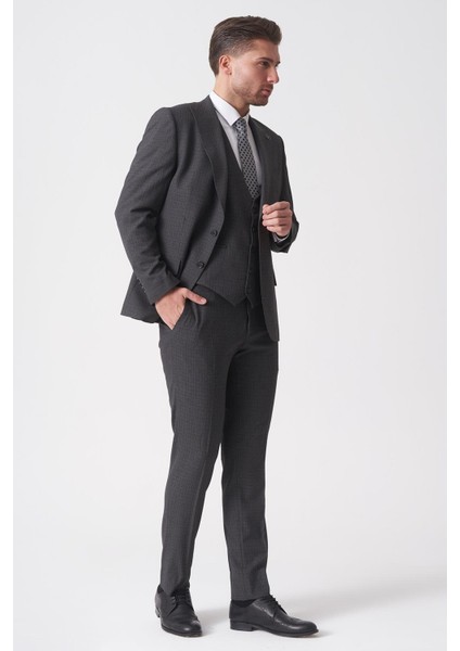 Salvador TY2486 Slim Fit Yelekli 6 Drop Takım Elbise Desenli fırsatları