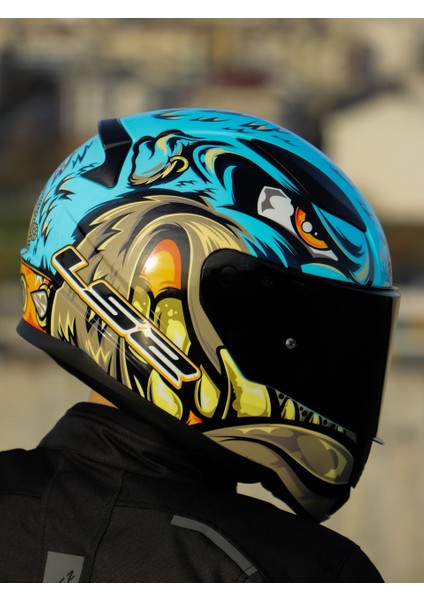 Rapid 2 Neo Race Full Face Motosiklet Kaskı Yarış Spoiler + Şeffaf + Siyah Vizörlü