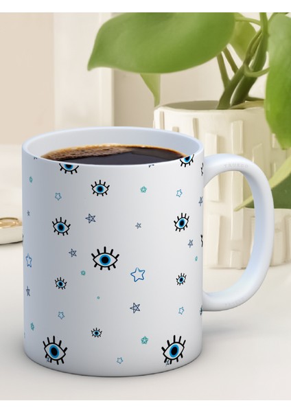 Baskılı Kupa Bardak Seramik Mug - Nazar