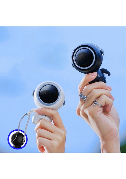 El Astronot Asılı Boyun Fan Çanta Fan USB Şarj Edilebilir, Siyah (Yurt Dışından)