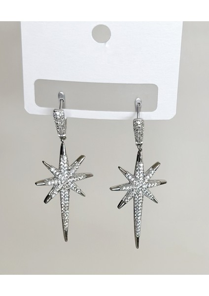 Zirkon Taşlı Silver Kuzey Yıldızı Küpe fırsatları