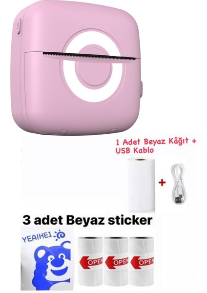 Mini Akıllı Pembe Yazıcı Cep Telefonu Bluetooth Taşınabilir Termal Fotoğraf Etiket