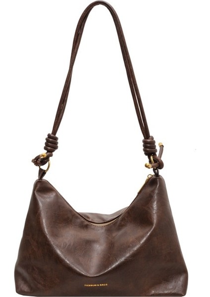 Kadınlar Için Büyük Kapasiteli Çanta 2024 Sonbahar ve Kış Yeni Tek Omuz Koltuk Altı Çantası Sonbahar ve Kış Niş Moda Basit Crossbody Çantası (Yurt Dışından)