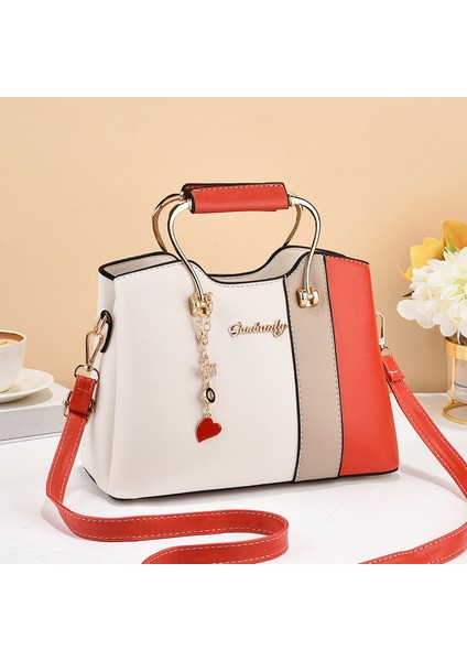 Yeni Moda Kontrast Renk Büyük Kapasiteli Tek Omuz Taşınabilir Crossbody Kadın Çantası (Yurt Dışından)
