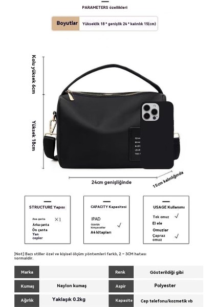 Yeni Moda Büyük Kapacite Kadınların Çantası Hafif Nylon Eli Çantası Kadınların Casual Simple Crossbody Bag (Yurt Dışından)