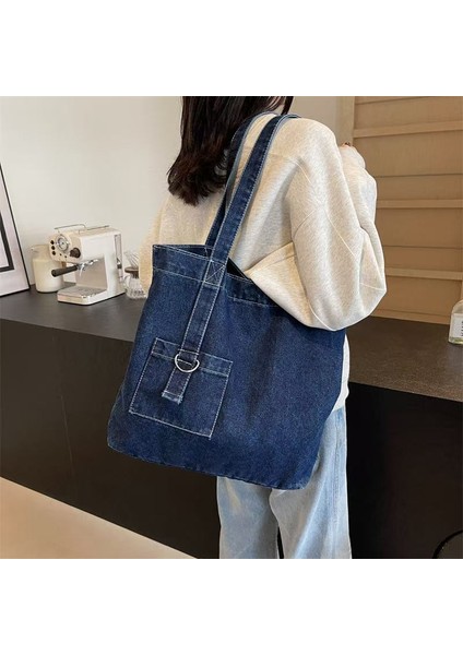 Kadınlar Için Yeni Denim Omuz Çantası, Kızlar Için Basit Kore Versiyonu, Kızlar Için Tote Çantası, Öğrenciler Için Topu, Elle Tutucu Çantası (Yurt Dışından)
