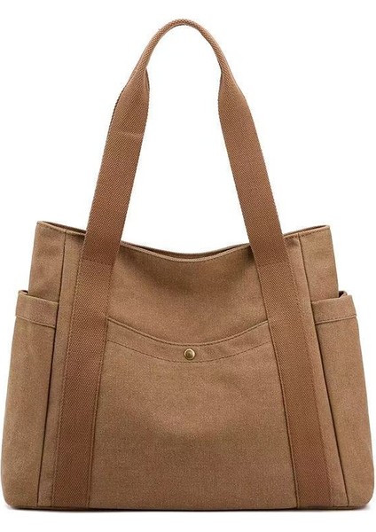 Ellerinde Bir Omuz Çantası, Yeni Tavan Çantası, Kadınların Çantası, Büyük Kapasitet Moda Çantası, Kadınların Sanatçı Basit Tote Çantası. (Yurt Dışından)