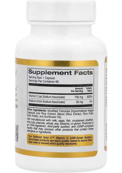 Buffered Gold C 750 Mg 60 Kapsül