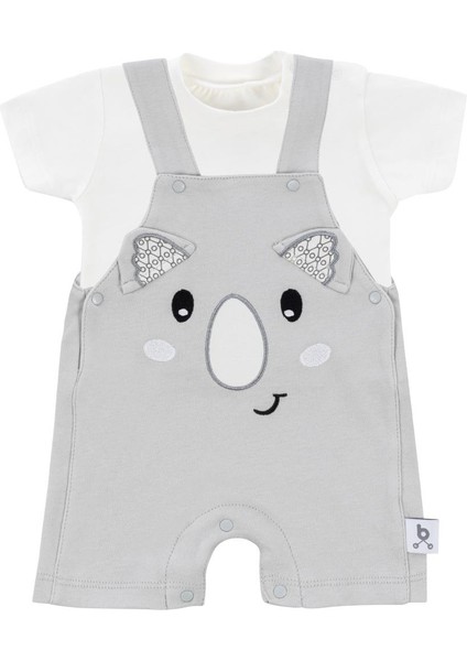 Hero Kısa Kol Bebek T-Shirt ve Nakışlı Salopet Seti Koala