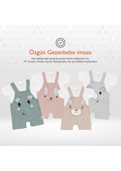 Hero Kısa Kol Bebek T-Shirt ve Nakışlı Salopet Seti Koala