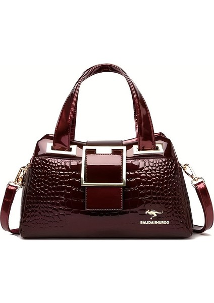 Kadınlar Için Timsah Desenli El Çantası, Zarif Parlak (Yurt Dışından)