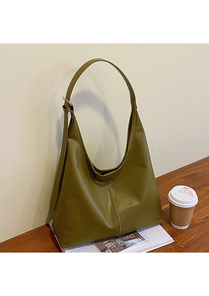 Kadın Retro Banliyö Omuz Çantası Yeni Basit Moda Büyük Kapasiteli Tote Çanta Sokak Trendi Kadın Koltukaltı Çanta Crossbody Çanta (Yurt Dışından)