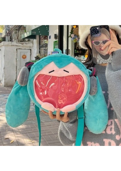 Japon Sevimli Hatsune Miku Paketi Peluş Komik Tek Omuz Crossbody Çanta Hediye (Yurt Dışından)